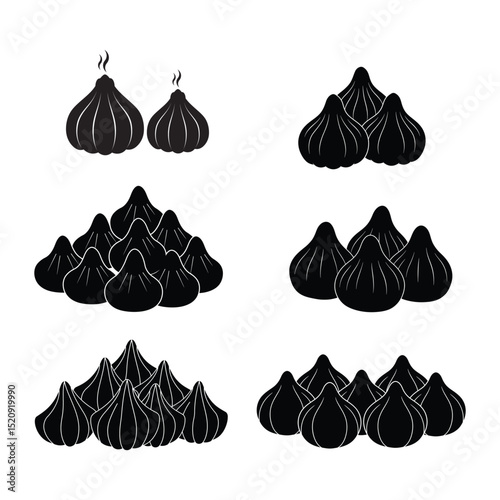 Vector Silhouette of Traditional Modak Sweets for Indian Festivals .
