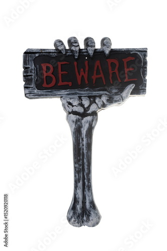 Beware Halloween Sign on a White Background