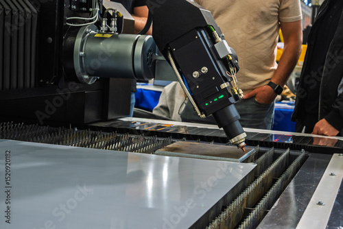 Industrial Precision Laser Cutting Machine at Work Manufacturing Metal Parts with High Accuracy and Efficiency