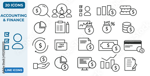 Bussiness cash and money icon set with web and social media symbols for business design illustration