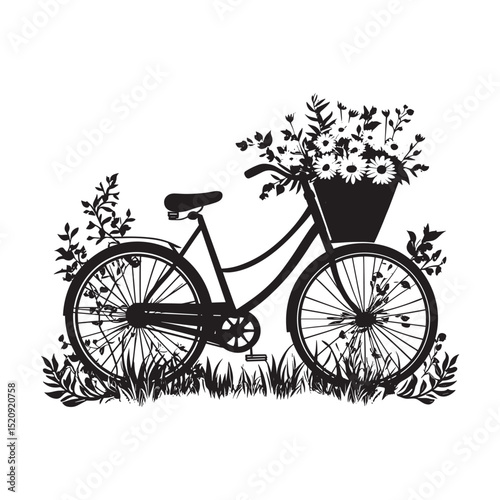 vintage bicycle with flowers