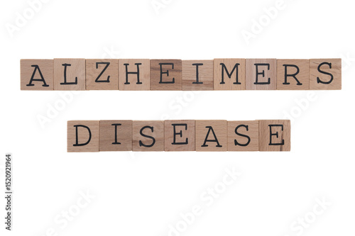 Alzheimers Disease spelt with wooden blocks on a white background