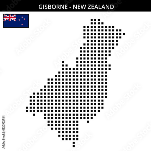 Big square dotted map of gisborne in New Zealand