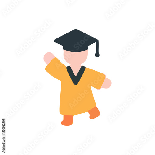Graduation, diploma scroll, academic attire, cap and gown vector, celebration icon for college finish, student ceremony, university milestone, success illustration design