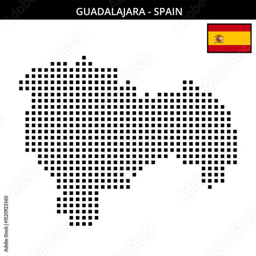 Big square dotted map of guadalajara in Spain
