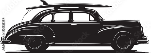 vintage car isolated on black