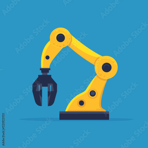 Industrial Robot Arm Illustration: A dynamic illustration showcases a yellow robotic arm poised, an emblem of precision, efficiency, and the evolution of modern manufacturing.