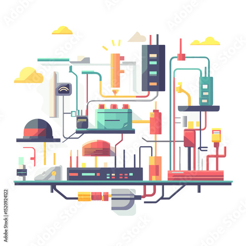 Technical Blueprint: A detailed illustration of complex interconnected systems, showcasing the intricate network of technology, highlighting the modern design.