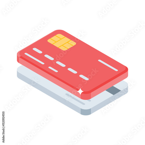 Get this isometric icon of contactless credit cards