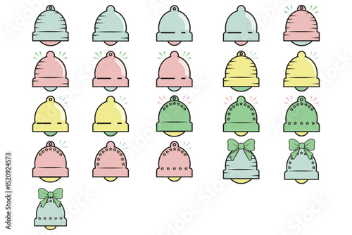 Playful Pastel Bell Icons: Notification & Alert Collection