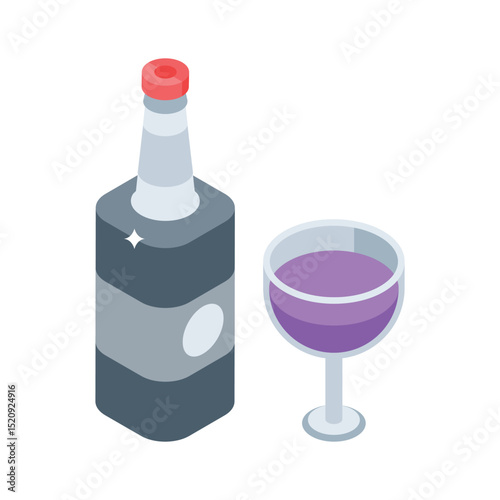 Get a glimpse of this isometric wine glass with bottle