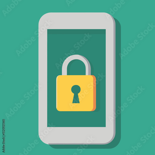 Secure Phone: A minimalist graphic of a smartphone displaying a secure lock icon, highlighting data privacy and security in the digital age.
