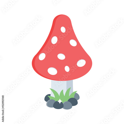 A captivating isometric style icon showing mushroom