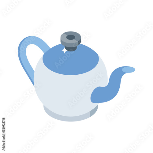 Check out this isometric icon of metal camping kettle