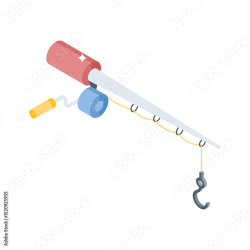A visually appealing isometric icon of fishing rod