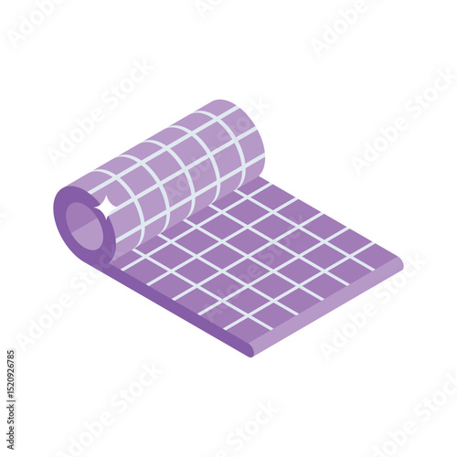 Easy to edit isometric icon showing rollable camping mat