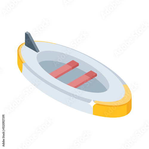 Easy to edit isometric style icon of classic canoe