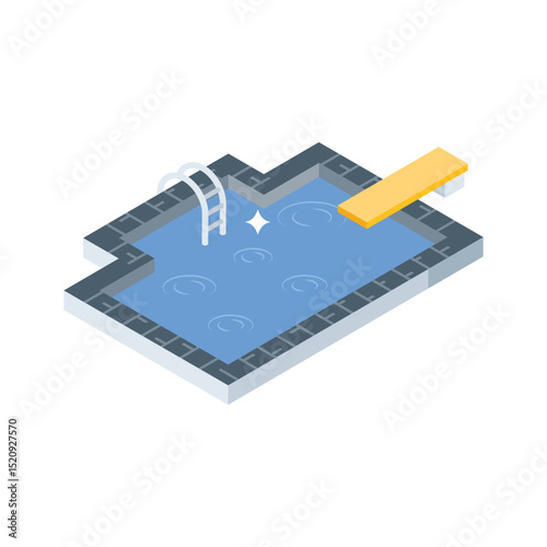 Visually appealing isometric icon of large swimming pool