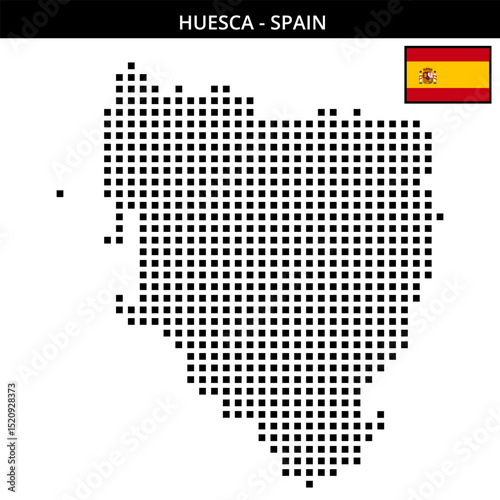 Big square dotted map of huesca in Spain
