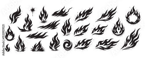 fire flame element graffiti brush spray set