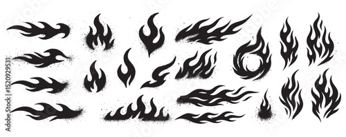 fire flame element graffiti brush spray set