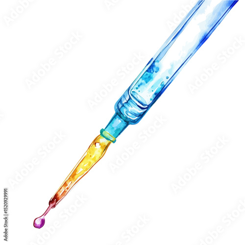 Micropipette, watercolor painting vector, high quality, isolated on a white background.