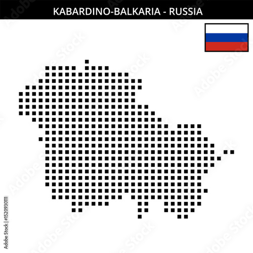 Big square dotted map of Kabardino-Balkaria in Russia