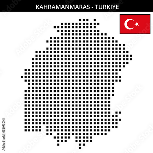 Big square dotted map of kahramanmaras in Turkiye