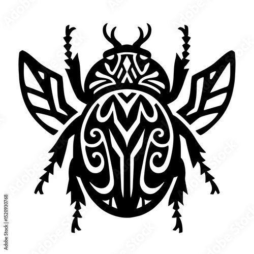 Tribal Beetle Silhouette - Ornamental Insect Icon