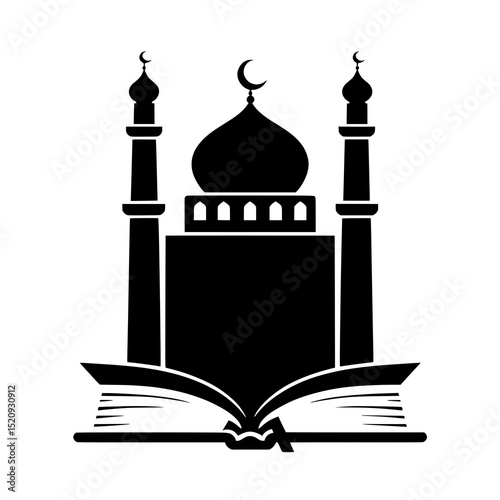 Mosque and Quran Logo - Islamic Study Center Symbol