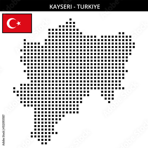 Big square dotted map of kayseri in Turkiye