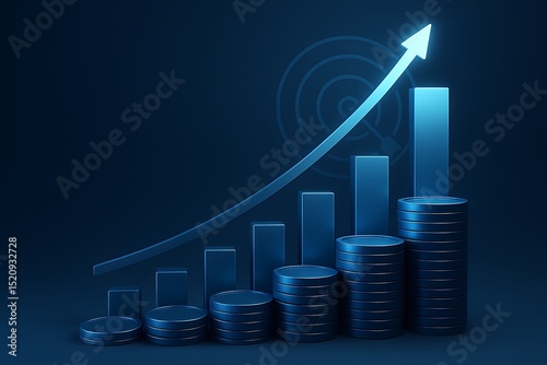 Financial growth chart showing increasing profits and investments