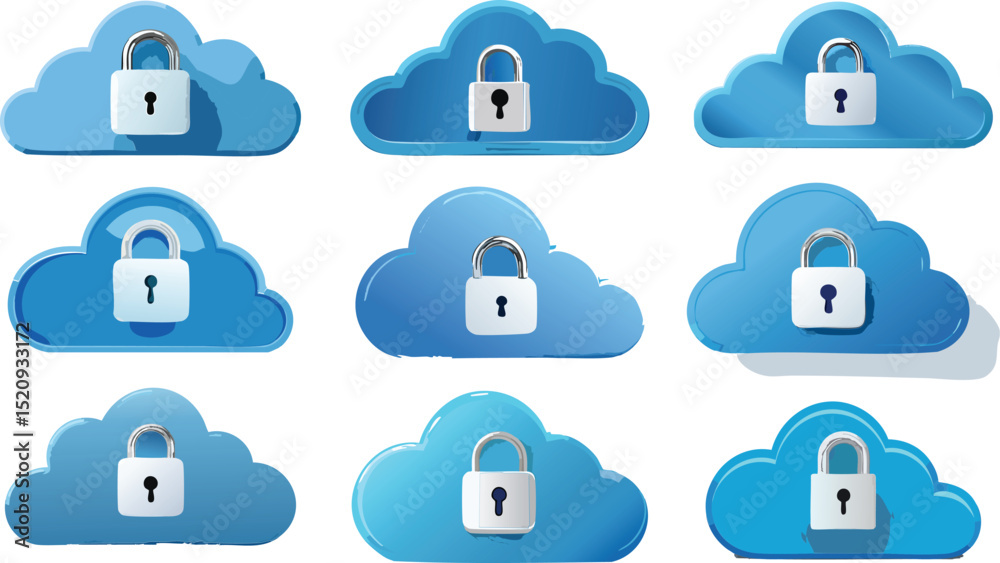 Vector Illustration of cloud security symbol