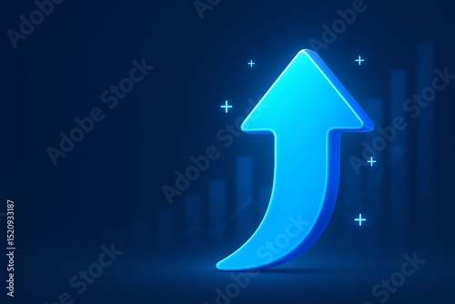 Glowing blue arrow representing growth and progress