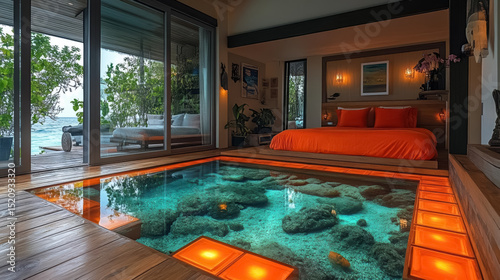 An bungalow with glass panels