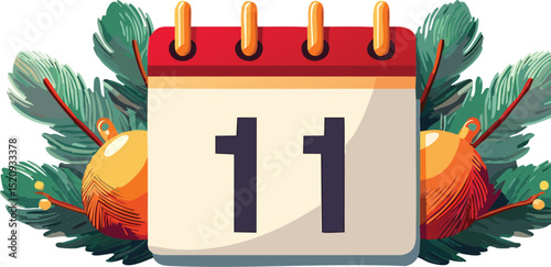 Minimalist Vector Calendar Icon with Date 11 – Flat Design Illustration