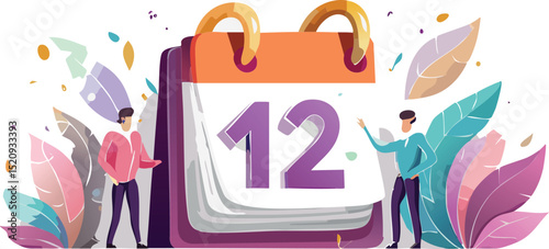 Minimalist Vector Calendar Icon with Date  12 – Flat Design Illustration