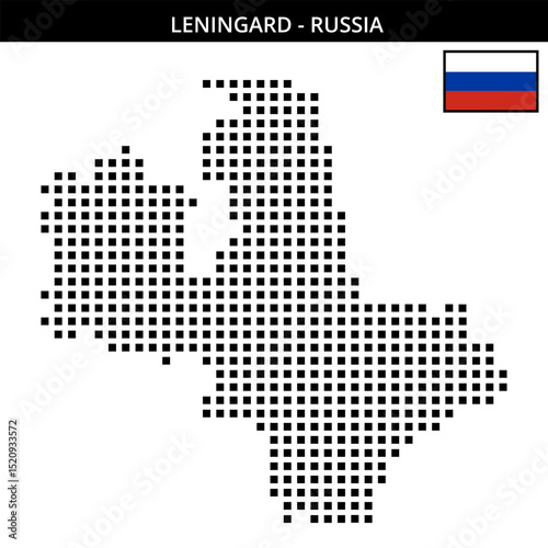 Big square dotted map of Leningard in Russia