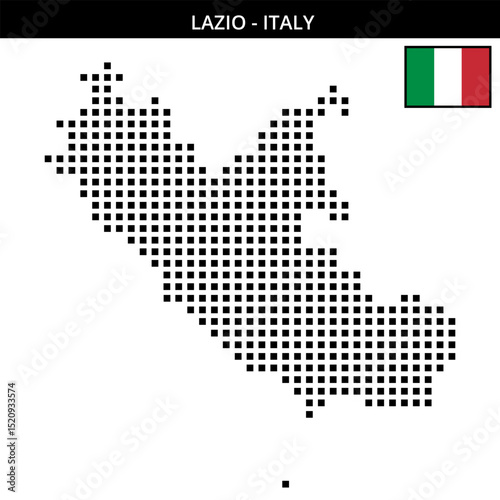 Big square dotted map of lazio in Italy