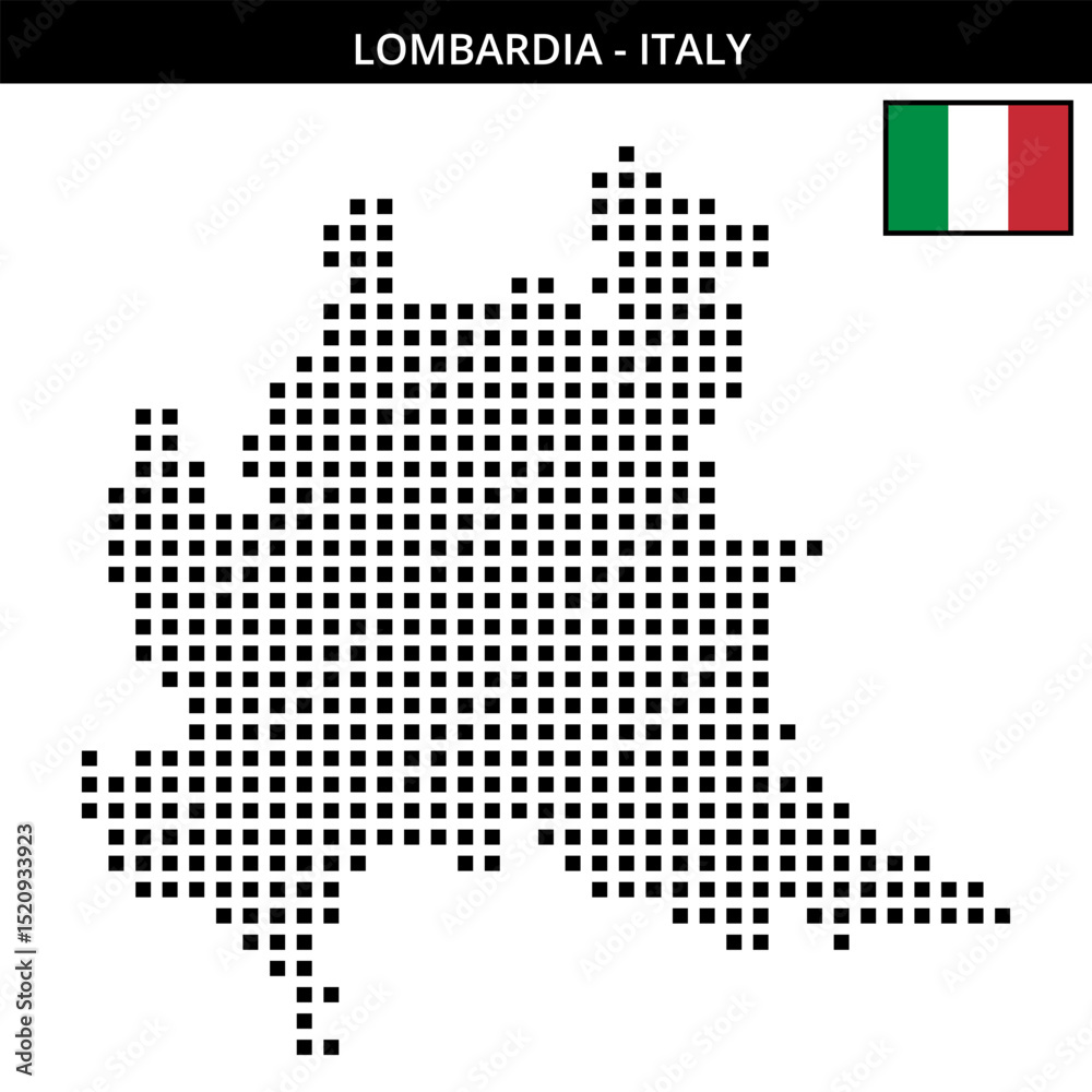 Fototapeta premium Big square dotted map of lombardia in Italy