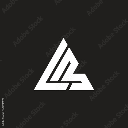 Triangle shape, LM or ML minimal logo design vector.