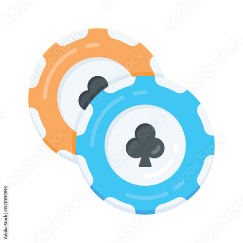 A captivating flat icon of stacked poker chips