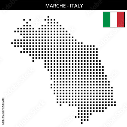 Big square dotted map of marche in Italy