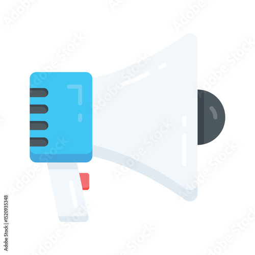 A visually engaging flat icon of megaphone announcing loudly