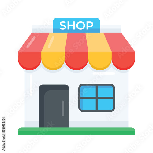 Check out this flat icon of storefront with signage