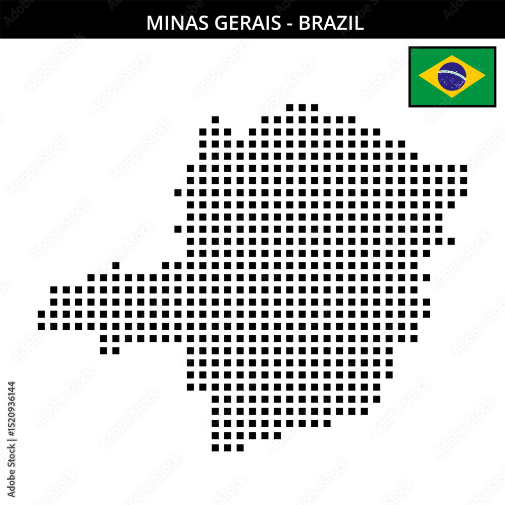 Obraz premium Big square dotted map of minas-gerais in Brazil