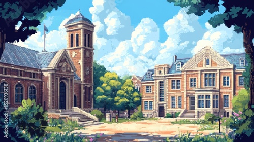 Pixelated campus scene (1)