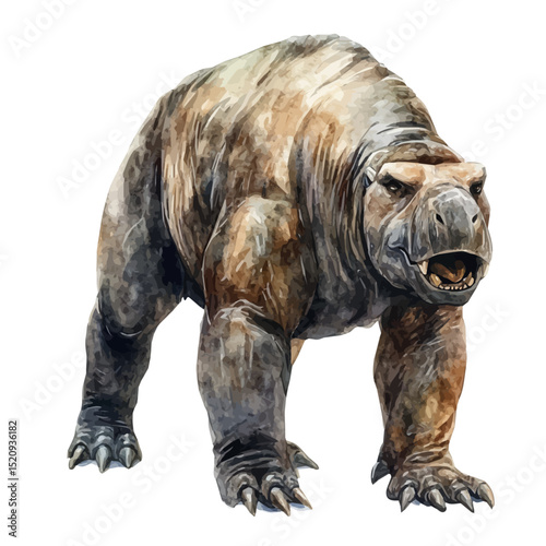 watercolor vector of Megatherium, high quality, isolated on a white background.