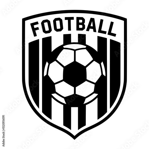 Football Shield Logo with Ball and Stripes