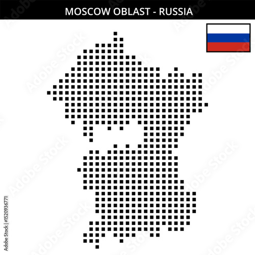 Big square dotted map of Moscow-Oblast in Russia